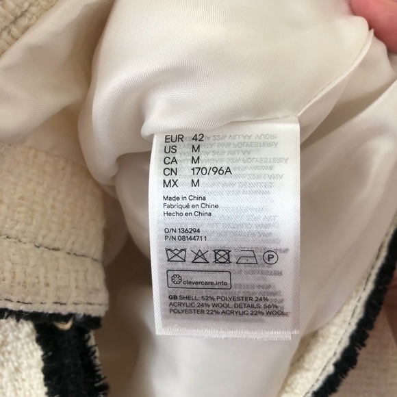 ❌SOLD❌H&M Classic Wool Blend White Tweed Jacket - Picture 12 of 13